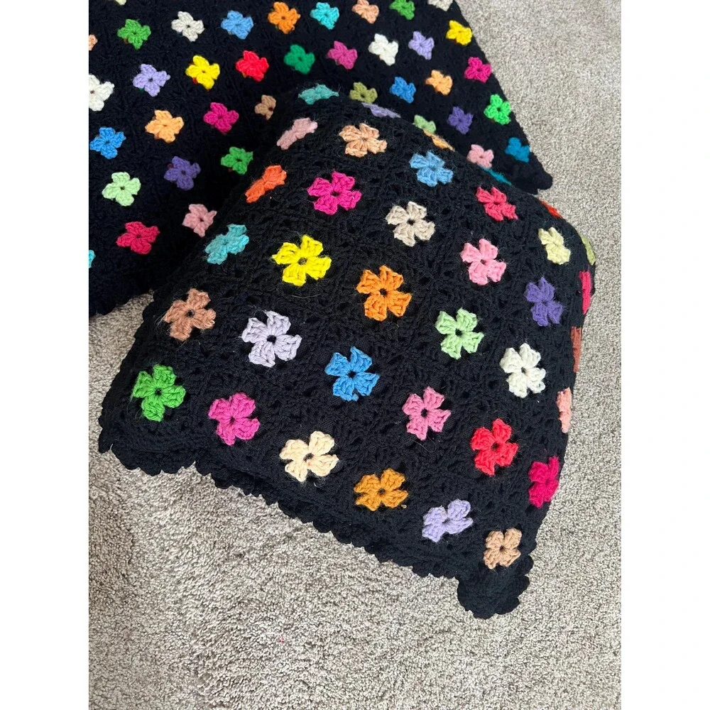 Vintage Mini Granny Square Afghan with Matching Pillow